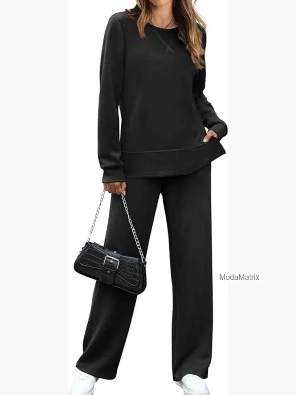 2 Piece Lounge Set Side Slit Tracksuit Wide Leg Sweatsuit S-3XL